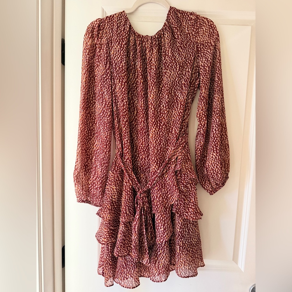 Express Red and White Long Sleeve Dress